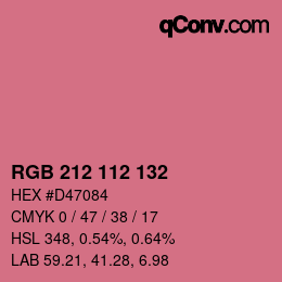 Color code: RGB 212 112 132 | qconv.com