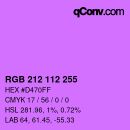 Color code: RGB 212 112 255 | qconv.com