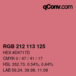 Color code: RGB 212 113 125 | qconv.com