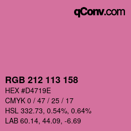 Color code: RGB 212 113 158 | qconv.com