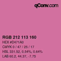 Color code: RGB 212 113 160 | qconv.com