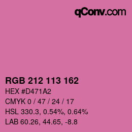 Color code: RGB 212 113 162 | qconv.com