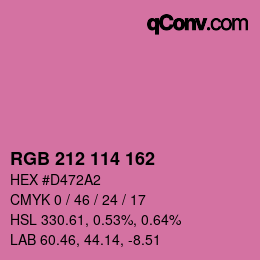 Color code: RGB 212 114 162 | qconv.com