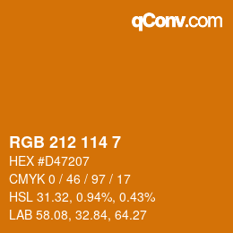 Color code: RGB 212 114 7 | qconv.com