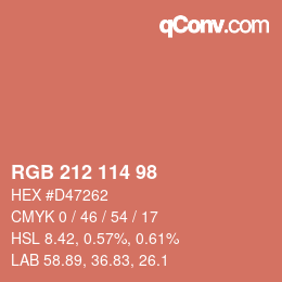 Color code: RGB 212 114 98 | qconv.com