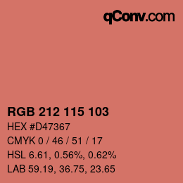 Color code: RGB 212 115 103 | qconv.com