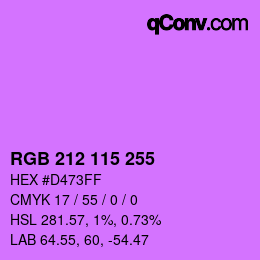 Color code: RGB 212 115 255 | qconv.com