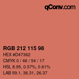 Color code: RGB 212 115 98 | qconv.com