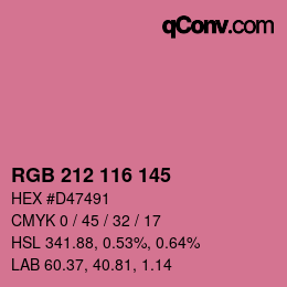 Color code: RGB 212 116 145 | qconv.com