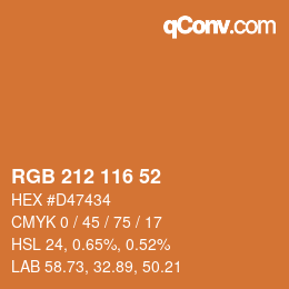 Color code: RGB 212 116 52 | qconv.com