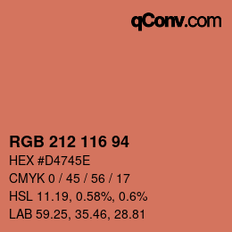 Color code: RGB 212 116 94 | qconv.com