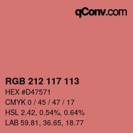 Color code: RGB 212 117 113 | qconv.com