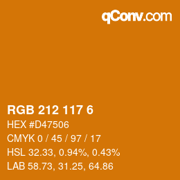 Color code: RGB 212 117 6 | qconv.com