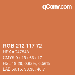 Color code: RGB 212 117 72 | qconv.com