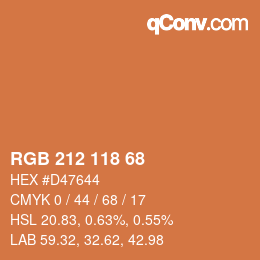 Color code: RGB 212 118 68 | qconv.com