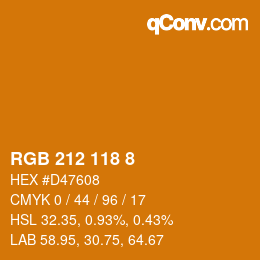 颜色代码: RGB 212 118 8 | qconv.com