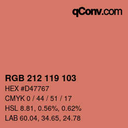 Color code: RGB 212 119 103 | qconv.com