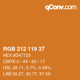 カラーコード: RGB 212 119 37 | qconv.com