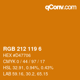 カラーコード: RGB 212 119 6 | qconv.com