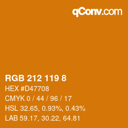颜色代码: RGB 212 119 8 | qconv.com