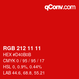 Color code: RGB 212 11 11 | qconv.com