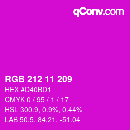 カラーコード: RGB 212 11 209 | qconv.com