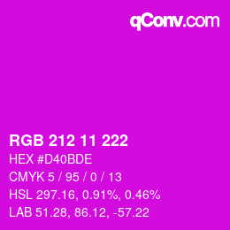 Farbcode: RGB 212 11 222 | qconv.com