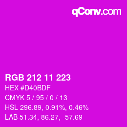 Color code: RGB 212 11 223 | qconv.com