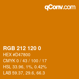 カラーコード: RGB 212 120 0 | qconv.com
