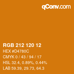 カラーコード: RGB 212 120 12 | qconv.com