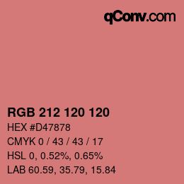 颜色代码: RGB 212 120 120 | qconv.com