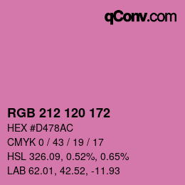颜色代码: RGB 212 120 172 | qconv.com