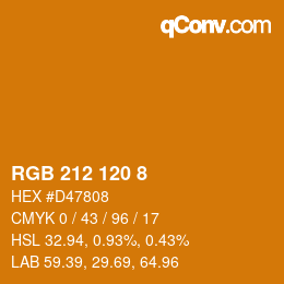 颜色代码: RGB 212 120 8 | qconv.com