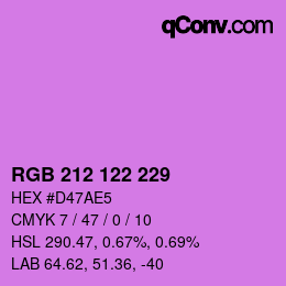 Color code: RGB 212 122 229 | qconv.com