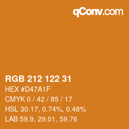 カラーコード: RGB 212 122 31 | qconv.com