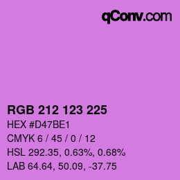 カラーコード: RGB 212 123 225 | qconv.com