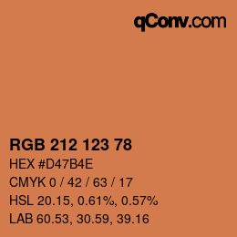 Color code: RGB 212 123 78 | qconv.com