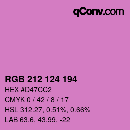 カラーコード: RGB 212 124 194 | qconv.com