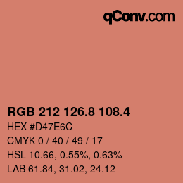 カラーコード: RGB 212 126.8 108.4 | qconv.com