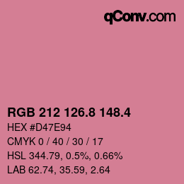 カラーコード: RGB 212 126.8 148.4 | qconv.com