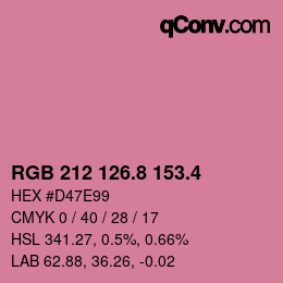 カラーコード: RGB 212 126.8 153.4 | qconv.com