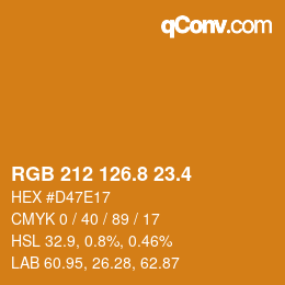 カラーコード: RGB 212 126.8 23.4 | qconv.com