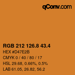 カラーコード: RGB 212 126.8 43.4 | qconv.com