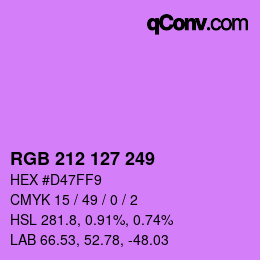 Color code: RGB 212 127 249 | qconv.com