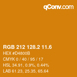 カラーコード: RGB 212 128.2 11.6 | qconv.com
