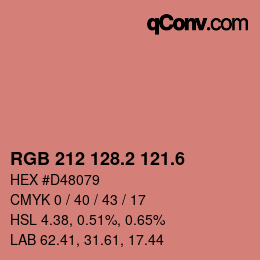 カラーコード: RGB 212 128.2 121.6 | qconv.com