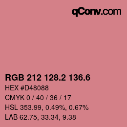 カラーコード: RGB 212 128.2 136.6 | qconv.com