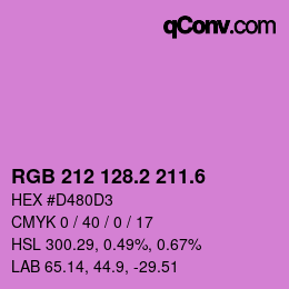 カラーコード: RGB 212 128.2 211.6 | qconv.com