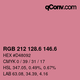 カラーコード: RGB 212 128.6 146.6 | qconv.com