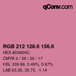 カラーコード: RGB 212 128.6 156.6 | qconv.com